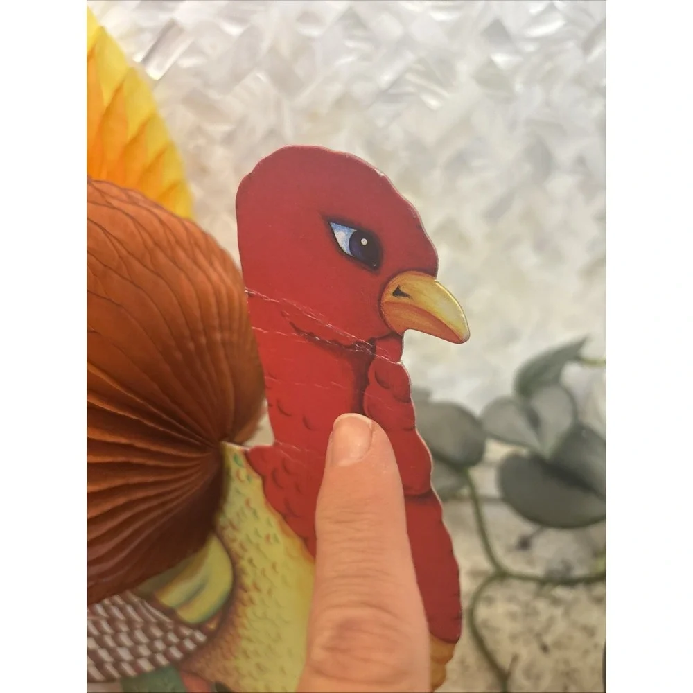 2 Vintage‎ RUSS Turkey Centerpiece Honeycomb Fold Cutout Tabletop Thanksgiving